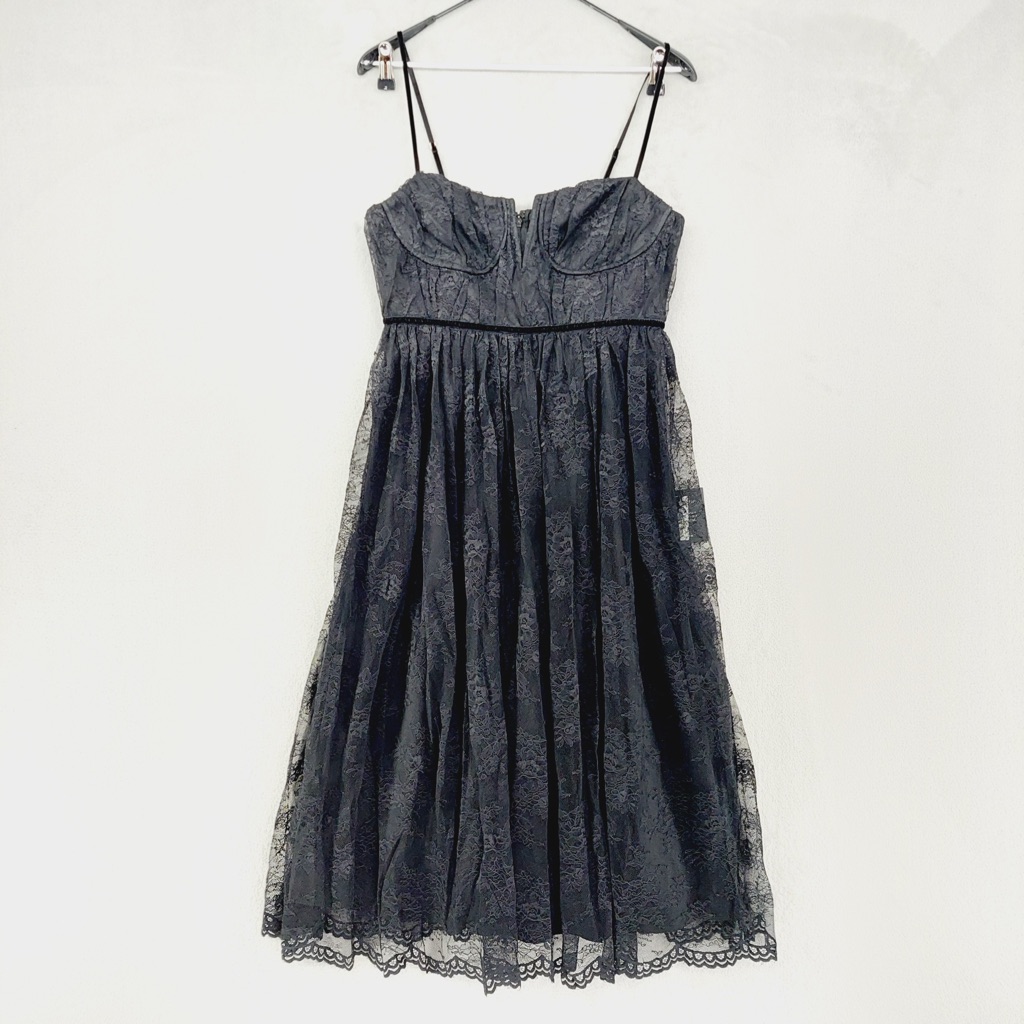 New Lulus Captured My Heart Black Floral Lace Bustier Midi Dress P3848